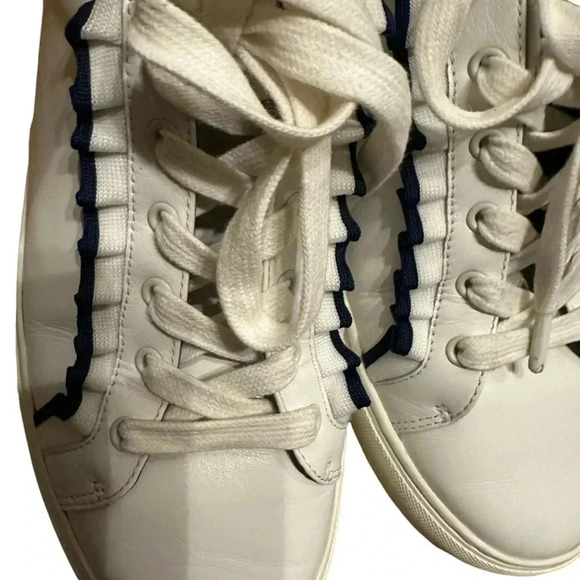 Tory Burch WHITE WITH NAVY BLUE TRIM Sport Sneakers Size 11M - Picture 5 of 8